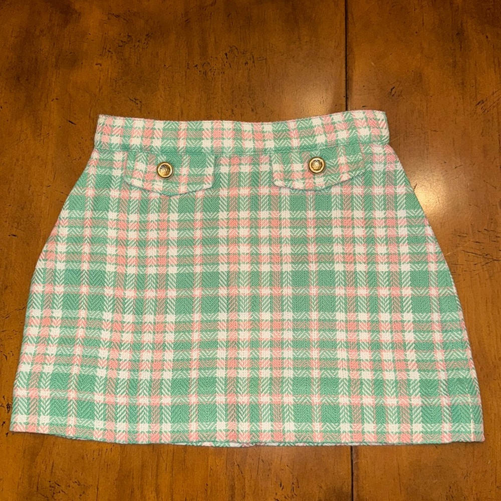 NWT TBBC Perrin Pocket Skirt - Putney Plaid with Brass Buttons - Sizes 6 & 7